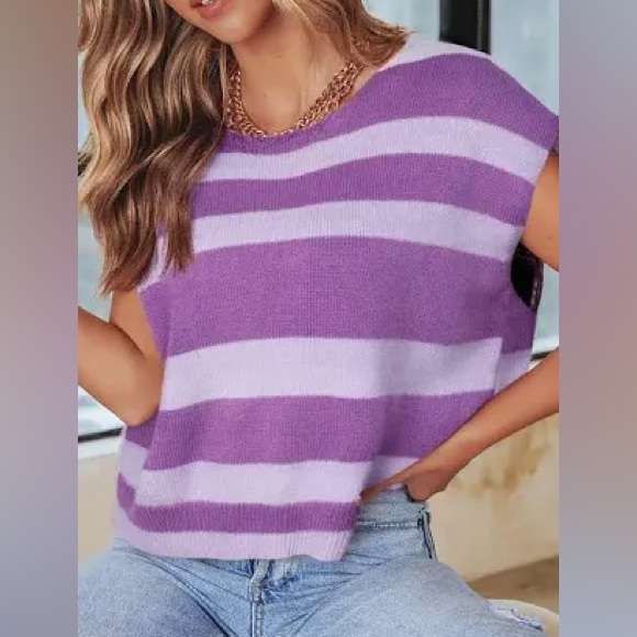 Mustard Seed Sweaters - Vici Alley Striped Knit Sweater Vest Large NWT